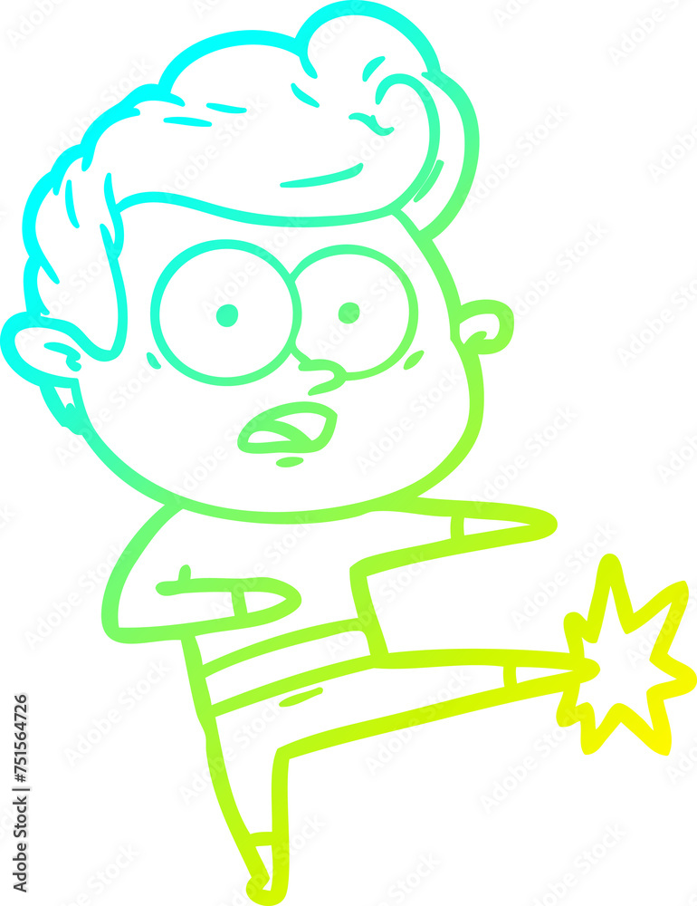 Obraz premium cold gradient line drawing cartoon staring man