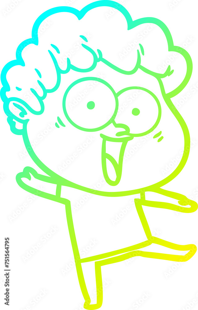 cold gradient line drawing cartoon happy man cold gradient line drawing cartoon happy man