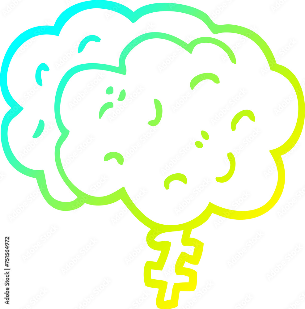 cold gradient line drawing cartoon brain cold gradient line drawing cartoon brain