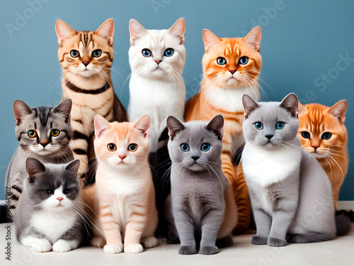 A large family of cats