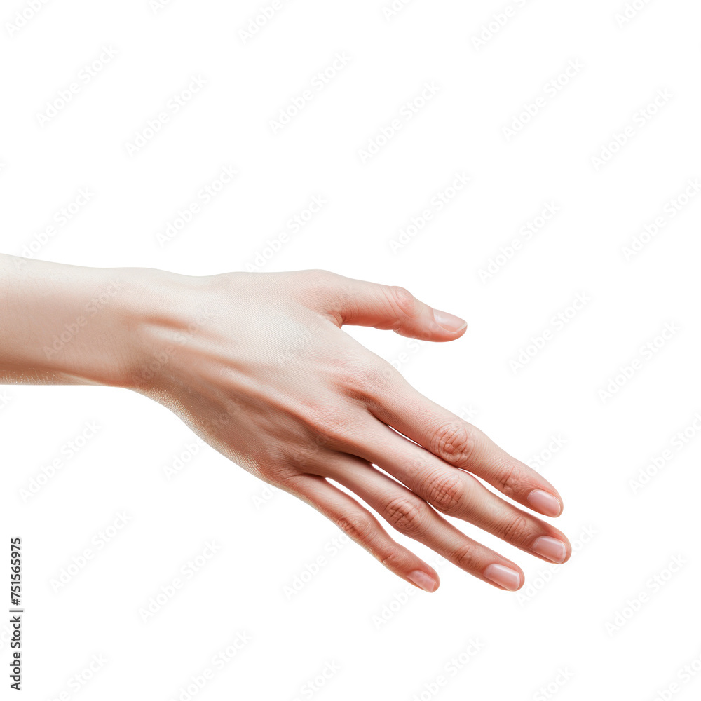 A hand is shown cut out element. Isolated on transparent background, PNG
