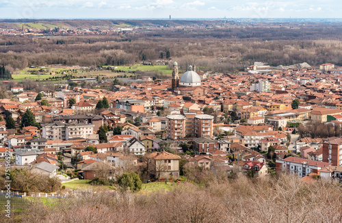 Photos Top view on the Gattinara city with the parish church of San Pietro Apostolo, pr