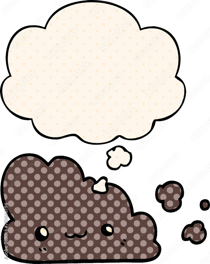 cute cartoon cloud and thought bubble in comic book style