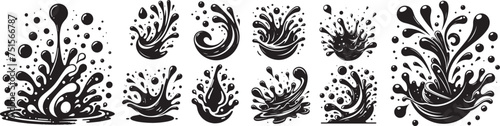abstract splatters, the chaotic beauty of black ink drops, black vector laser cutting engraving