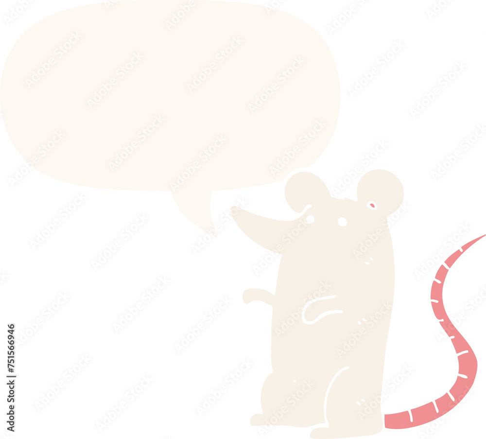 cartoon rat and speech bubble in retro style cartoon rat and speech bubble in retro style