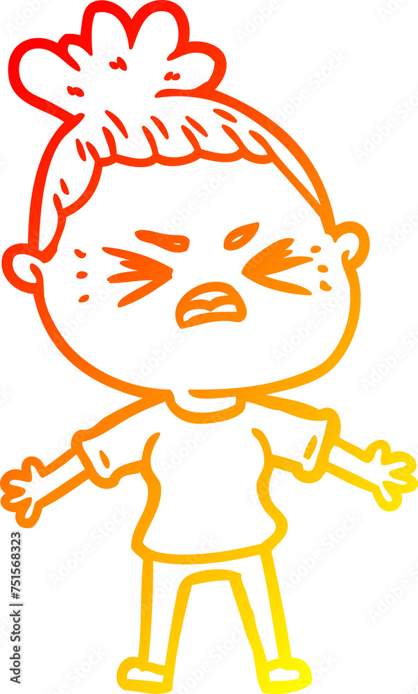 warm gradient line drawing cartoon angry woman warm gradient line drawing cartoon angry woman