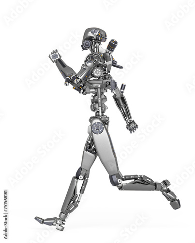 apocalypse cyborg is running in side view like a hero