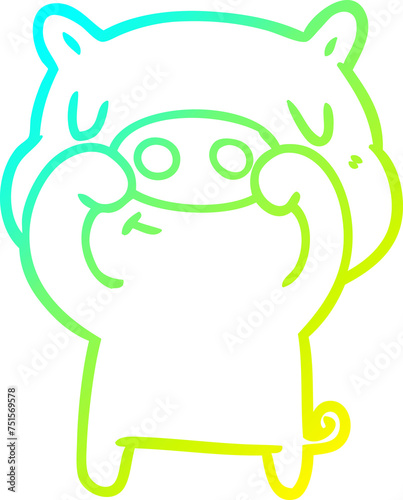 cold gradient line drawing cartoon content pig