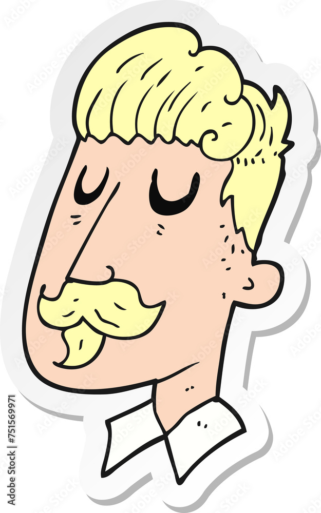 sticker of a cartoon man with mustache