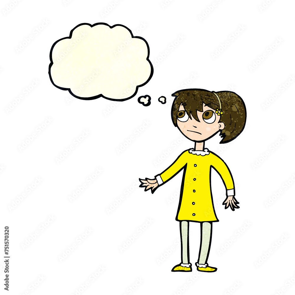 cartoon worried girl with thought bubble cartoon worried girl with thought bubble