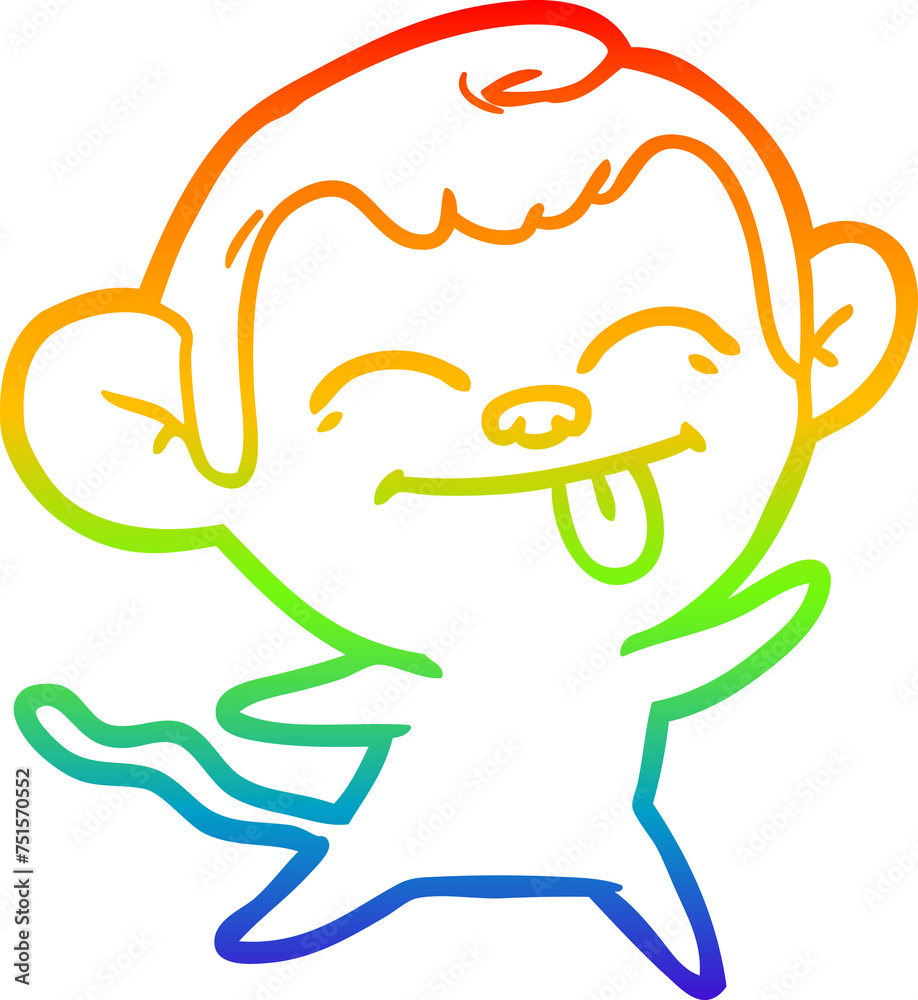 rainbow gradient line drawing funny cartoon monkey rainbow gradient line drawing funny cartoon monkey
