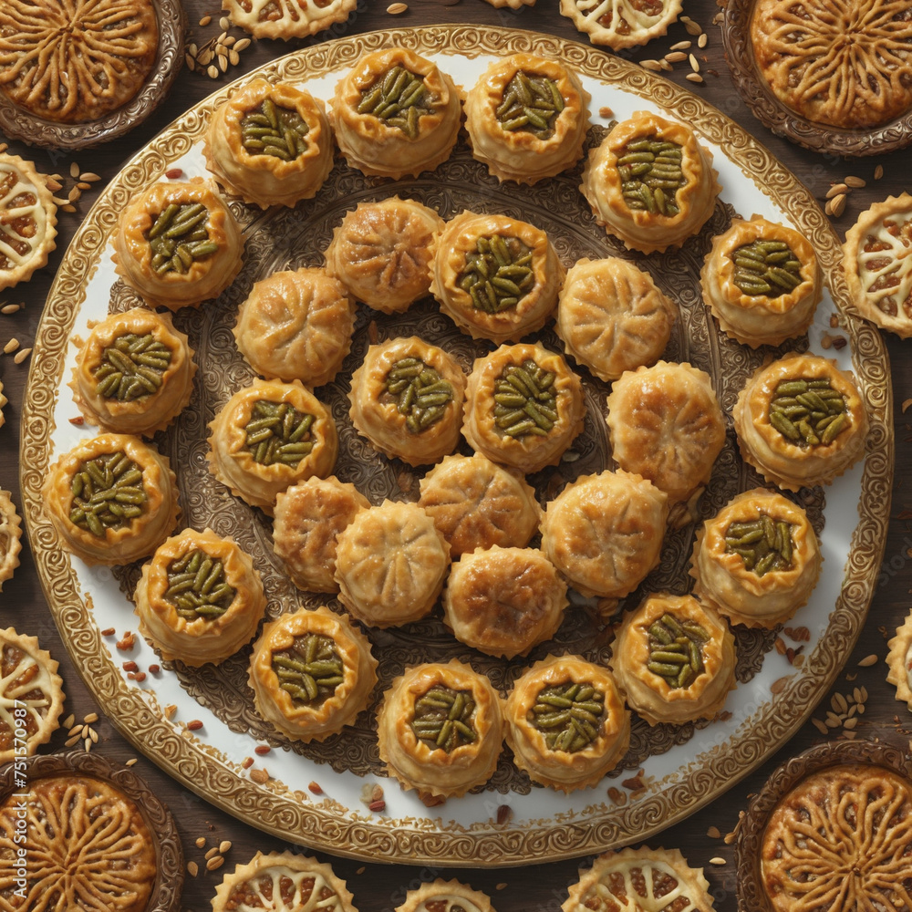 Turkish Dessert Antep Baklava Close Up Detailed Realistic