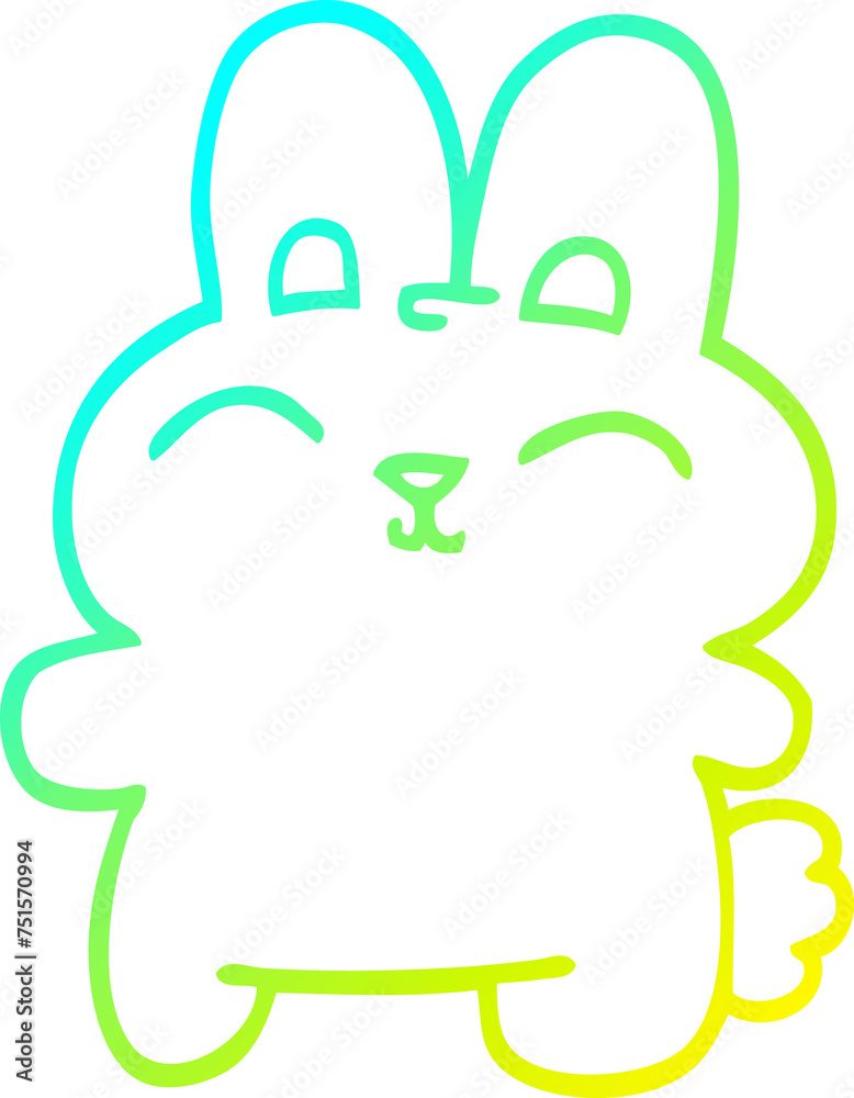 cold gradient line drawing happy cartoon rabbit cold gradient line drawing happy cartoon rabbit