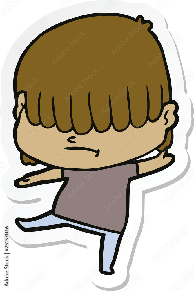 sticker of a cartoon boy with untidy hair