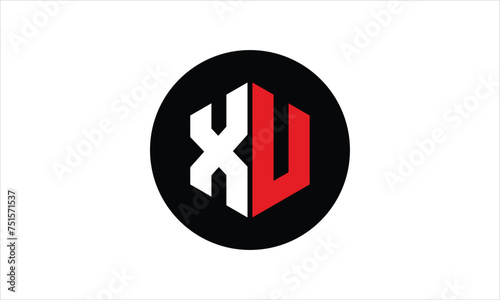 XU initial letter polygon icon gaming logo design vector template. batman logo, sports logo, monogram, falcon, war game, symbol, playing logo, abstract, fighting, typography, icon, minimal, premier 