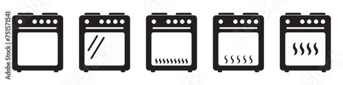 Stove oven icon, vector gas stove. Kitchen cooking appliance. Vector illustration.