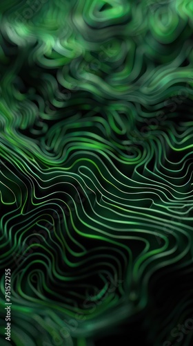 Green neon abstract waves creating a textured digital landscape on a dark background.