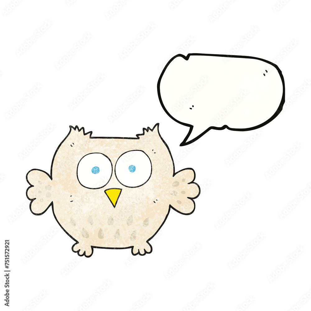 speech bubble textured cartoon happy owl