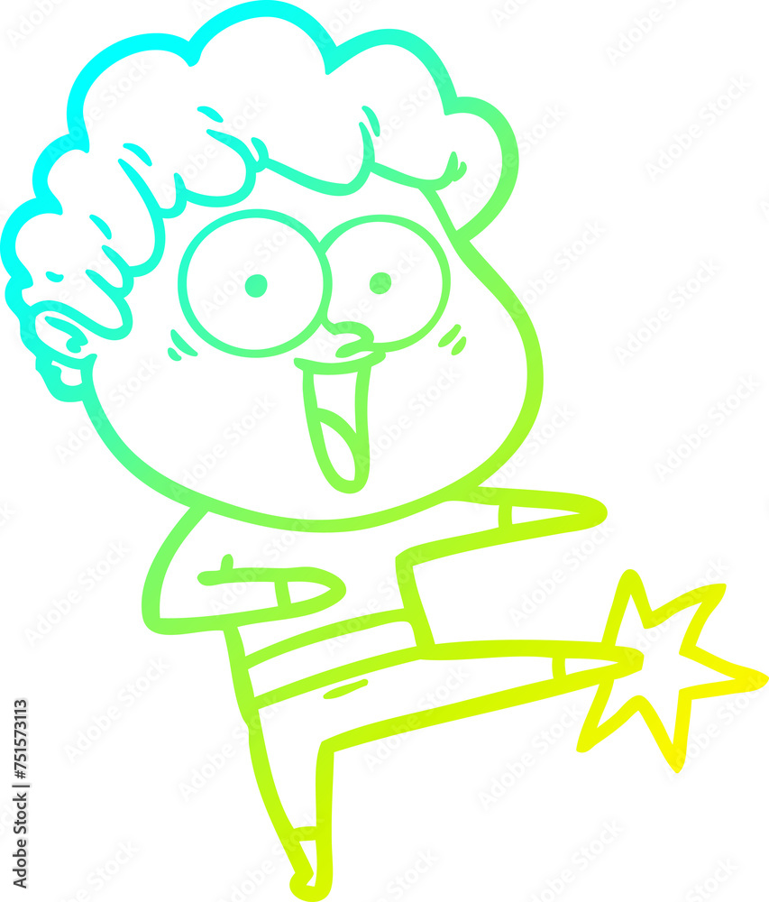 cold gradient line drawing cartoon happy man cold gradient line drawing cartoon happy man