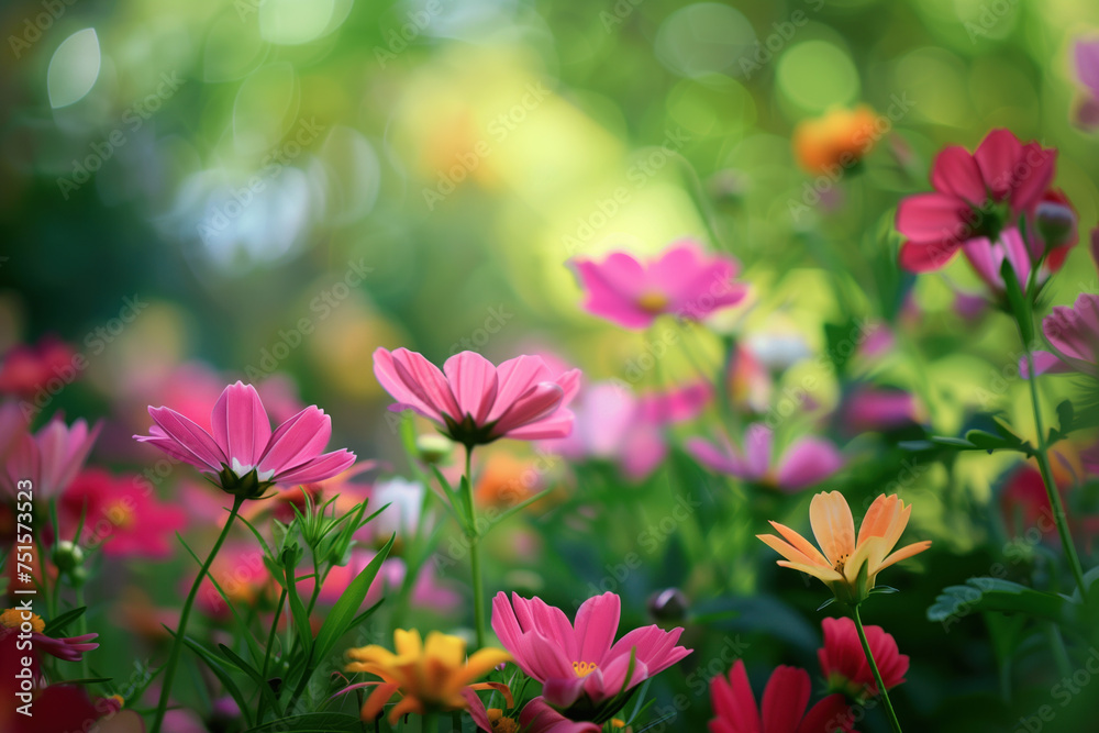 Pink flowers in the garden. A slide background for showcasing gardening. Background image. Created with Generative AI technology. Pink flowers in the garden. A slide background for showcasing gardening. Background image. Created with Generative AI technology.
