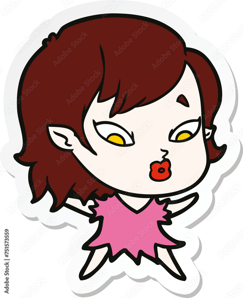 sticker of a cute cartoon vampire girl sticker of a cute cartoon vampire girl
