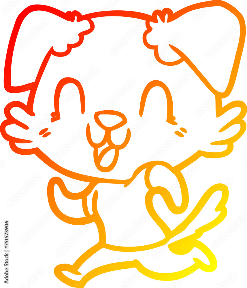 warm gradient line drawing laughing cartoon dog jogging warm gradient line drawing laughing cartoon dog jogging