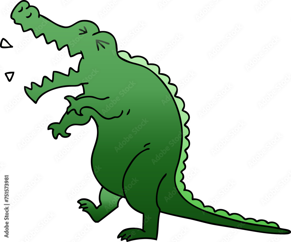 Fototapeta premium quirky gradient shaded cartoon crocodile