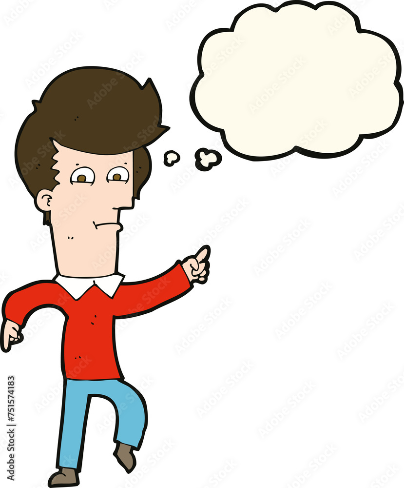 cartoon man pointing with thought bubble cartoon man pointing with thought bubble