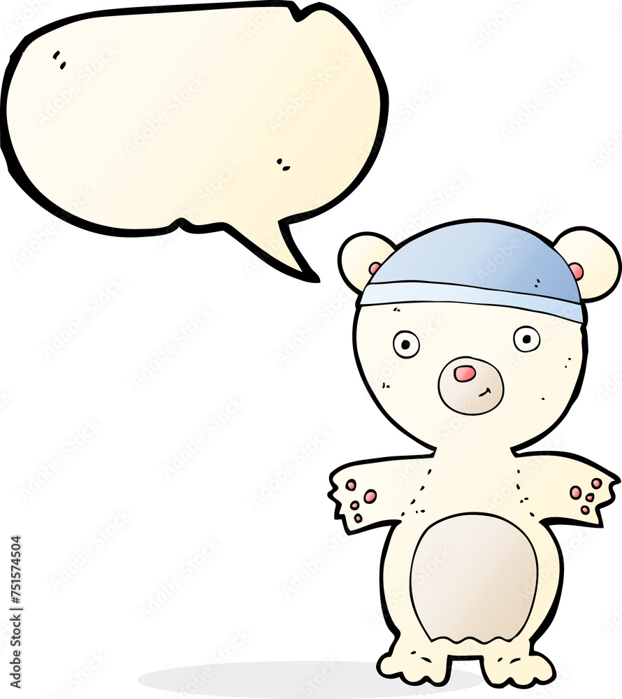 cartoon cute polar bear with speech bubble cartoon cute polar bear with speech bubble