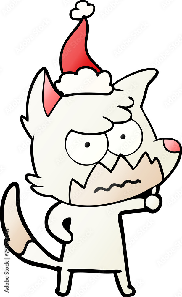 gradient cartoon of a annoyed fox wearing santa hat gradient cartoon of a annoyed fox wearing santa hat