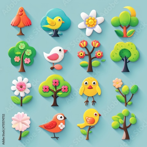 Animated spring emojis and stickers © Nisit