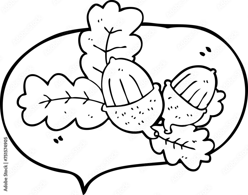 Naklejka premium speech bubble cartoon acorns and leaves