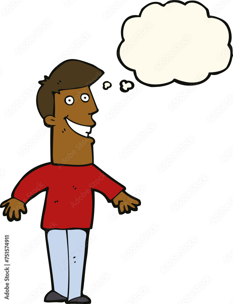 cartoon grinning man with thought bubble cartoon grinning man with thought bubble
