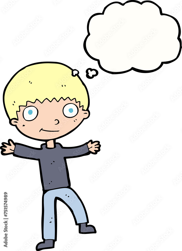 cartoon happy boy with thought bubble cartoon happy boy with thought bubble