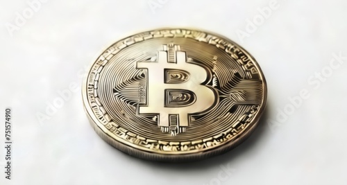  Golden Bitcoin coin, symbol of digital currency