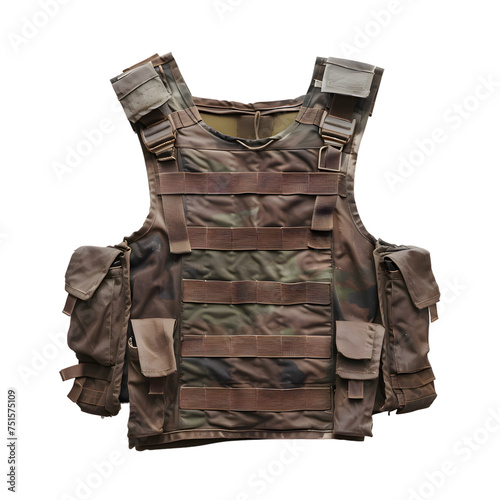 Army bulletproof vest isolated on transparent background