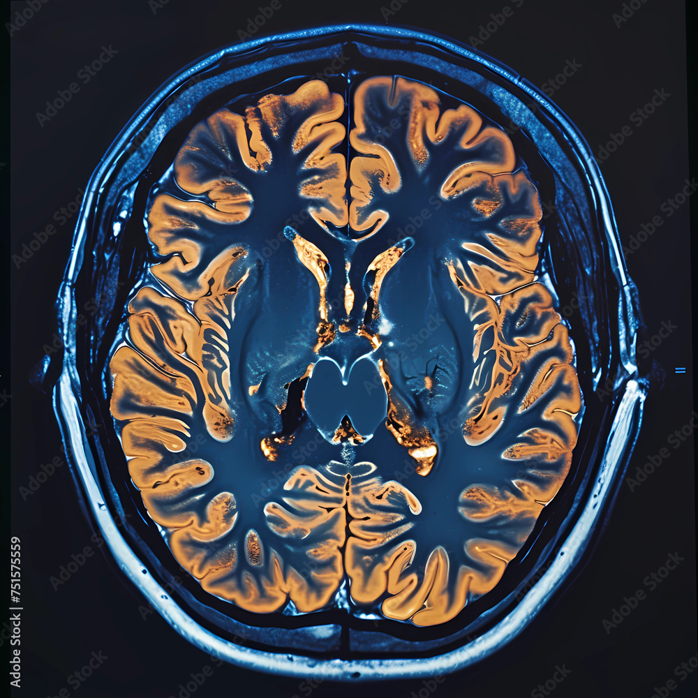 High resolution PET CT scan of the human brain, screen view Stock ...
