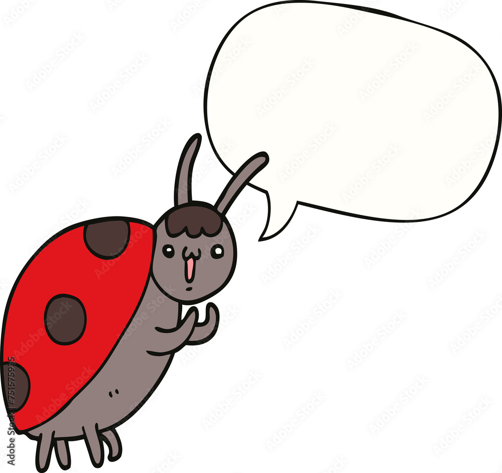 Obraz premium cute cartoon ladybug and speech bubble