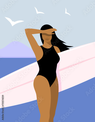 Girl with surf board