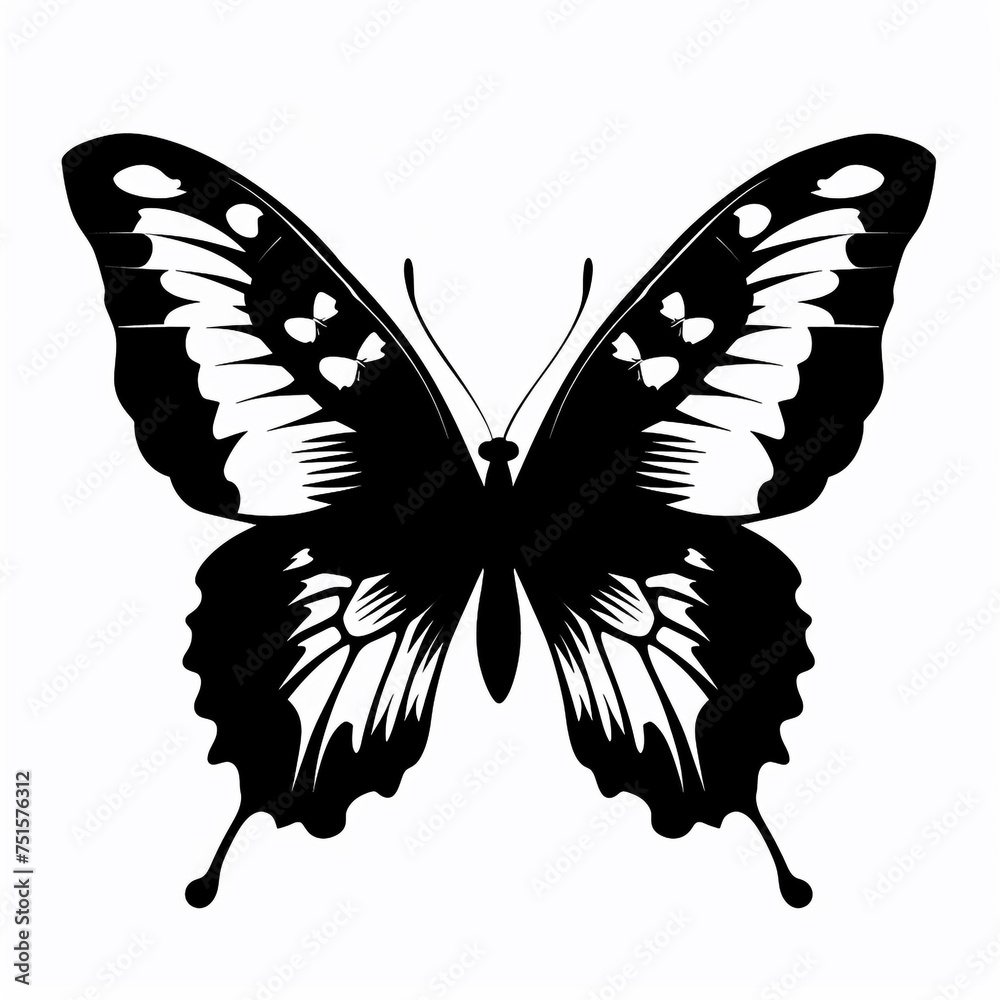 Illustration of a butterfly using black ink with a simple concept and high contrast. Illustration of a butterfly using black ink with a simple concept and high contrast.