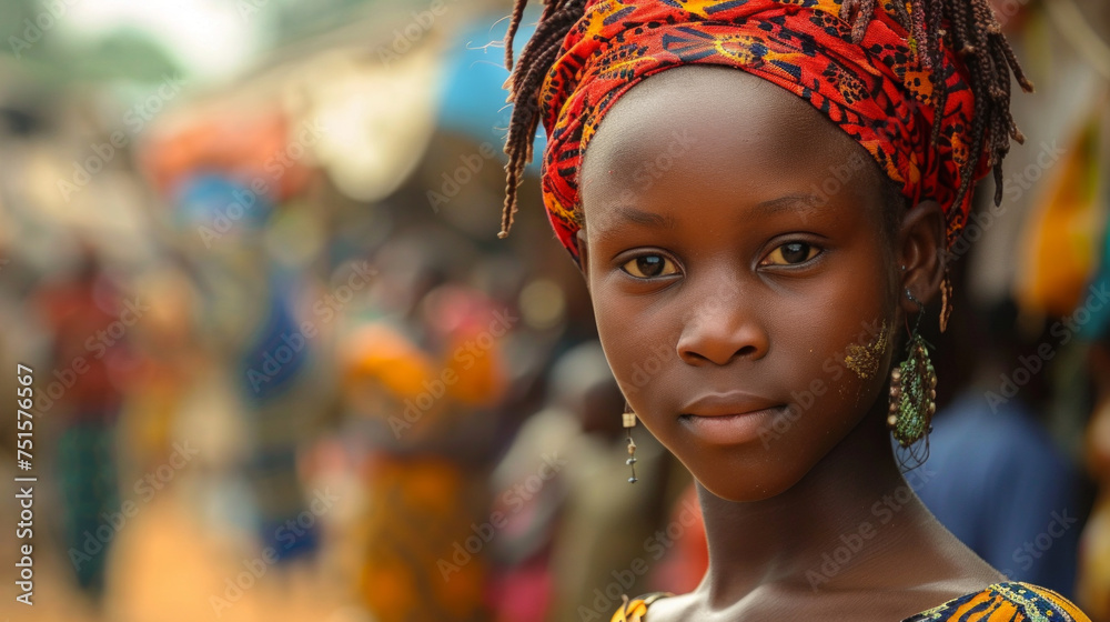 Portrait of an African girl in traditional clothes in Gambia. Portrait of an African girl in traditional clothes in Gambia.