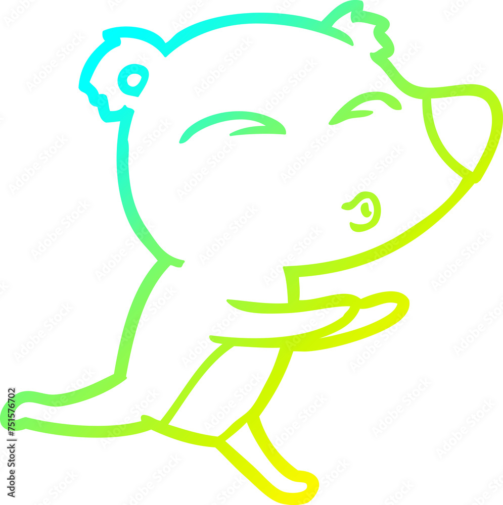 cold gradient line drawing cartoon running bear cold gradient line drawing cartoon running bear