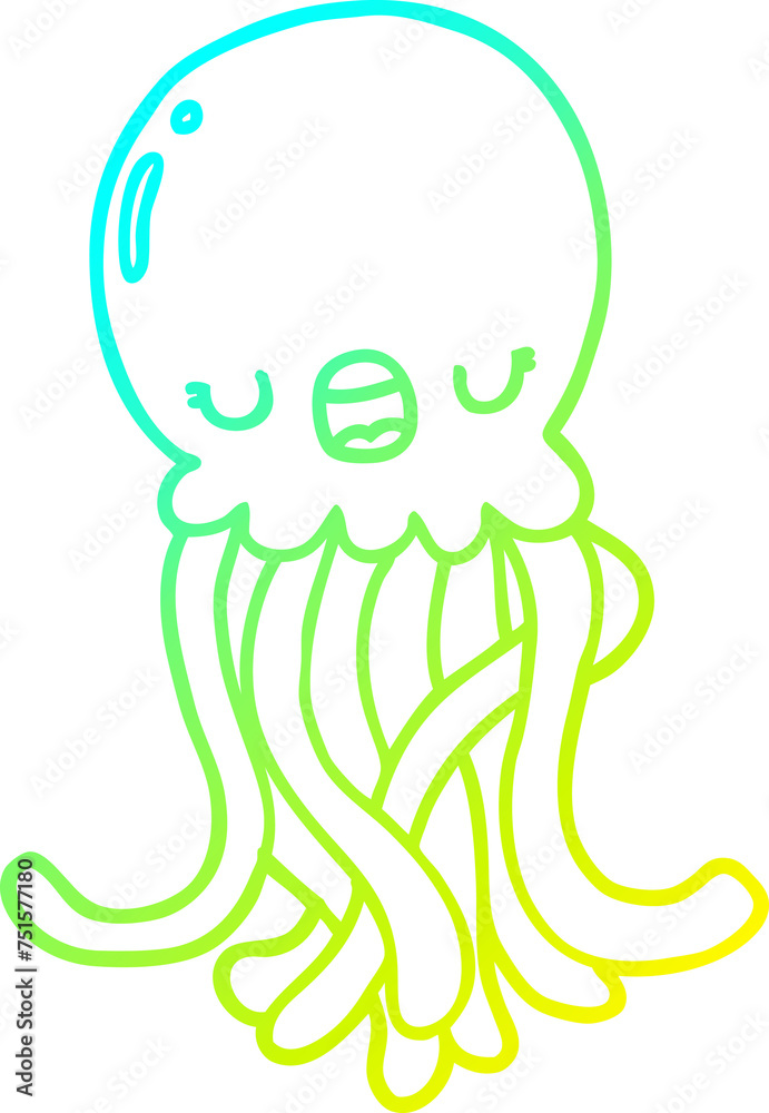 cold gradient line drawing cartoon jellyfish cold gradient line drawing cartoon jellyfish