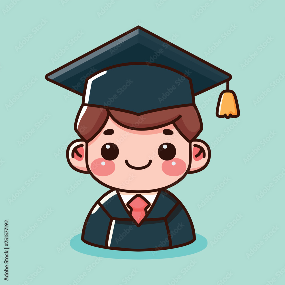 Cute student graduation cartoon character