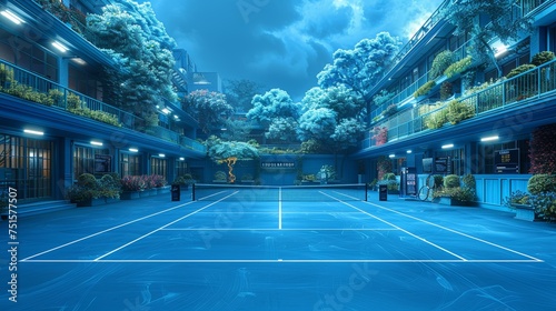 A tennis court without people. photo