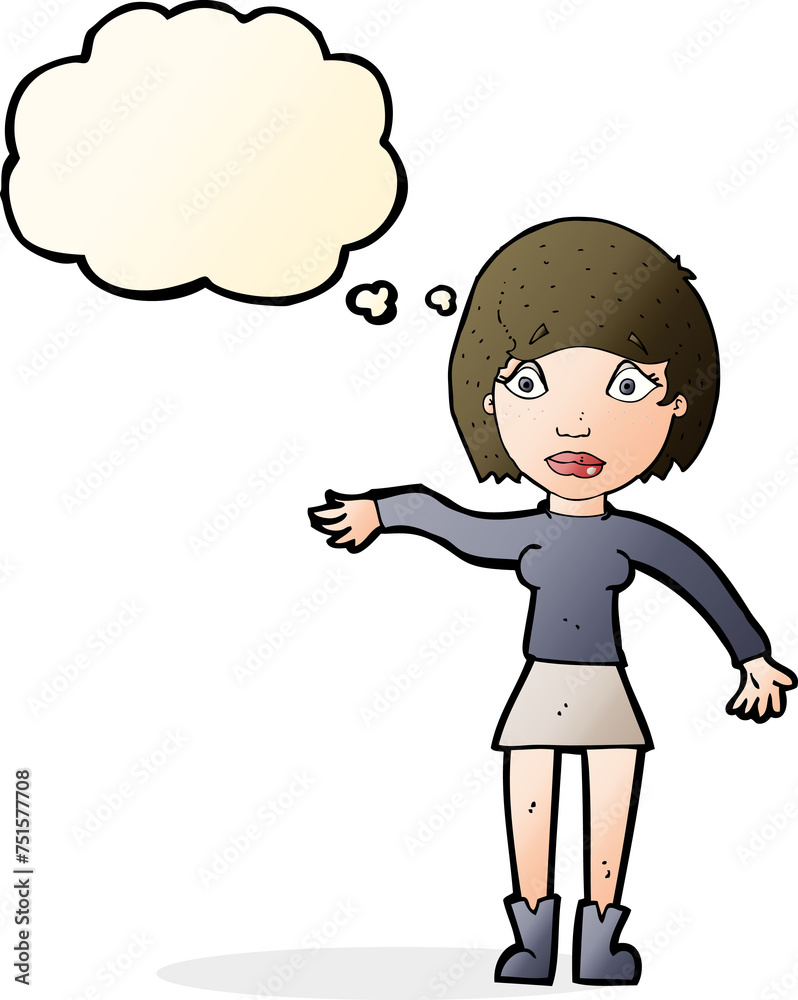cartoon surprised woman with thought bubble cartoon surprised woman with thought bubble