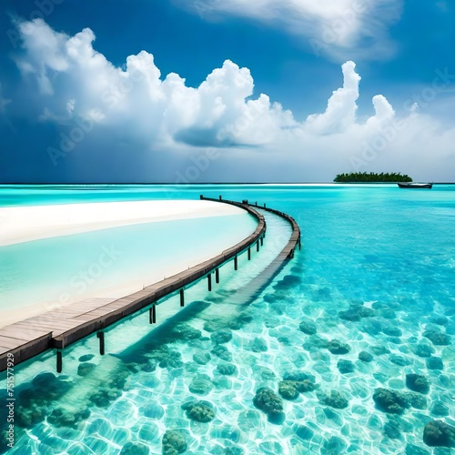 tropical beach in Maldives  blue lagoon