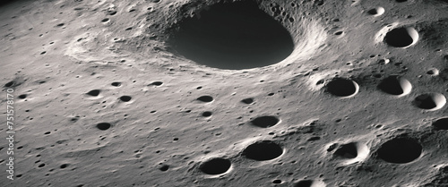 Cosmic landscape Moon surface. Craters on the moon. Moon surface texture