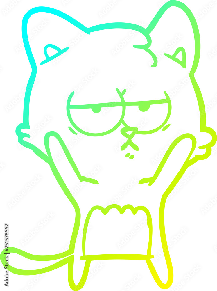 cold gradient line drawing bored cartoon cat cold gradient line drawing bored cartoon cat