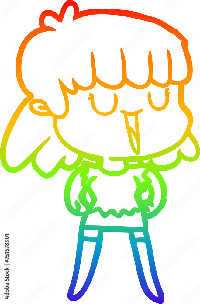 rainbow gradient line drawing cartoon woman rainbow gradient line drawing cartoon woman